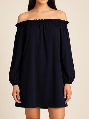 IXIAH Off-the-Shoulder Navy Dress | Size 6 | Voluminous Fit